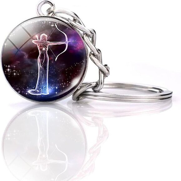 Zodiac Constellations Charm Luminous Crystal Ball Keychain Womens Gifts - Picture 1 of 6